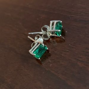 1.5ct Chatham emerald cut emerald stud earrings